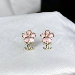 Pink Petal Flower Drop Earrings