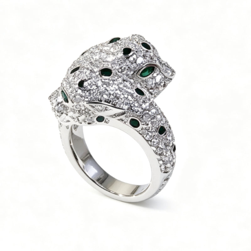 Pave Panther Wrap Ring with Spotted Detail