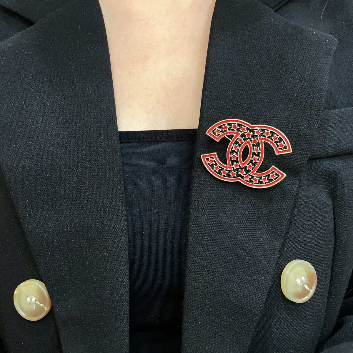 Red Outline Emblem Brooch