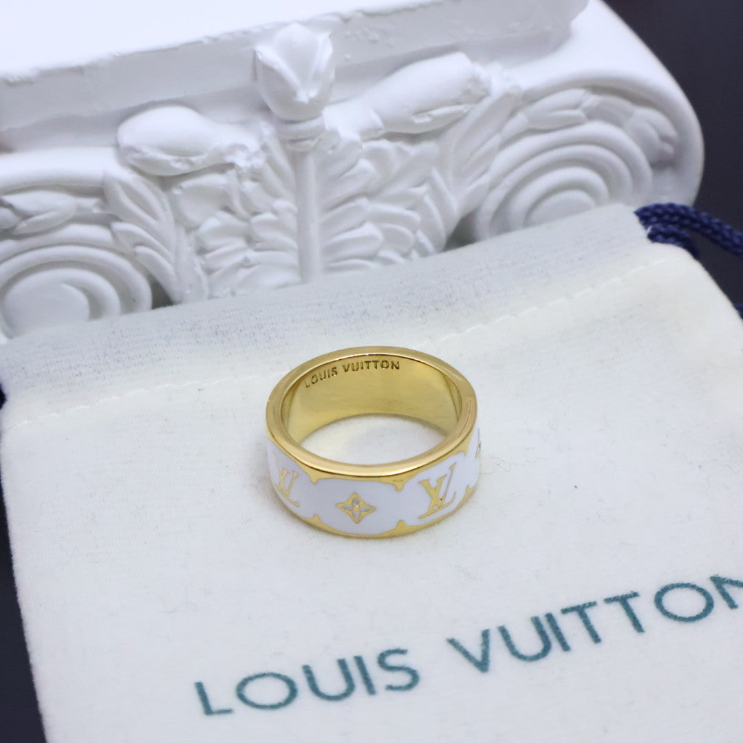 Black & White Monogram Band Ring - Sizes 6–11