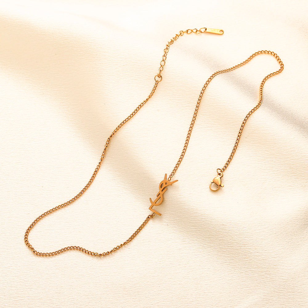 304 Stainless Steel Sideways Monogram Earrings, Bracelet & Necklace Collection
