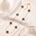 304 Stainless Steel Color-Inlay Quatrefoil Station Necklace