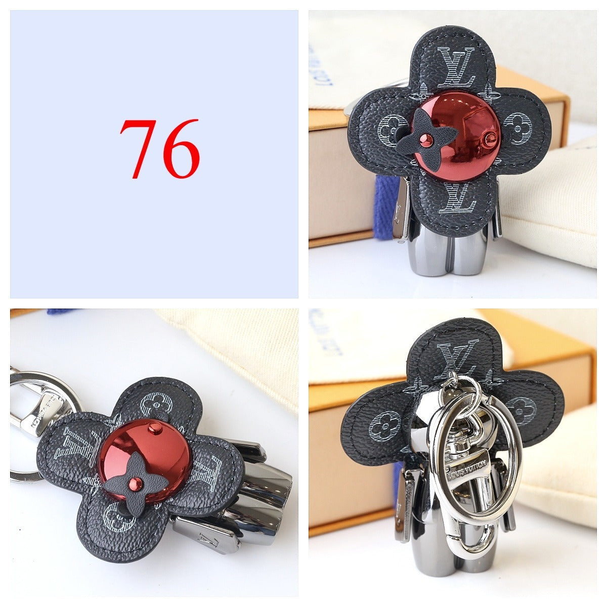 Floral & Letter Charm Keychain - Style Options
