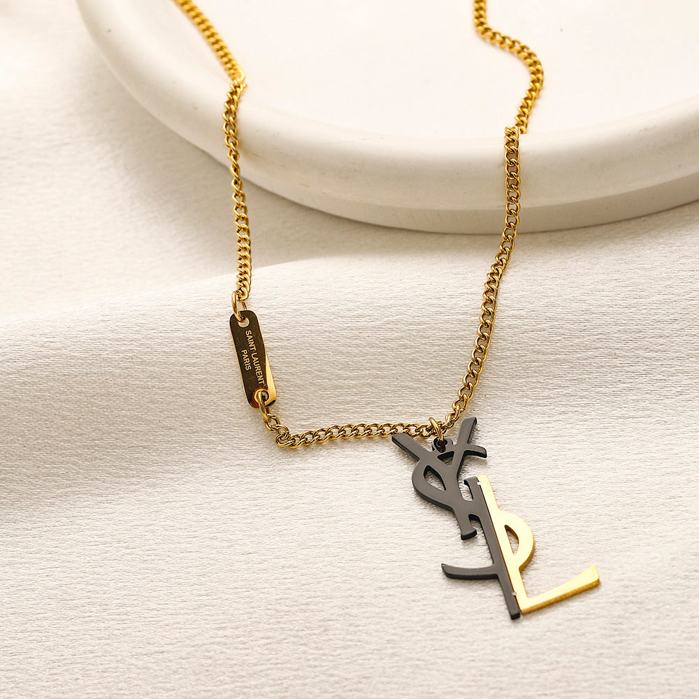 304 Stainless Steel Two-Tone Letter Earrings, Ring & Necklace Collection