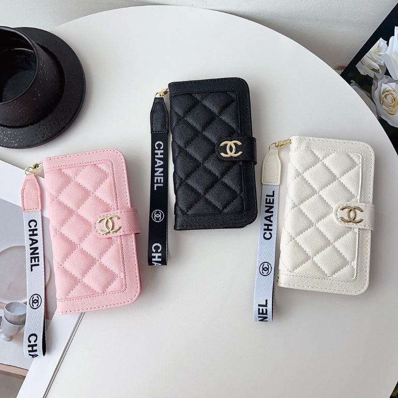 Quilted Phone Case with Wide Lettered Strap