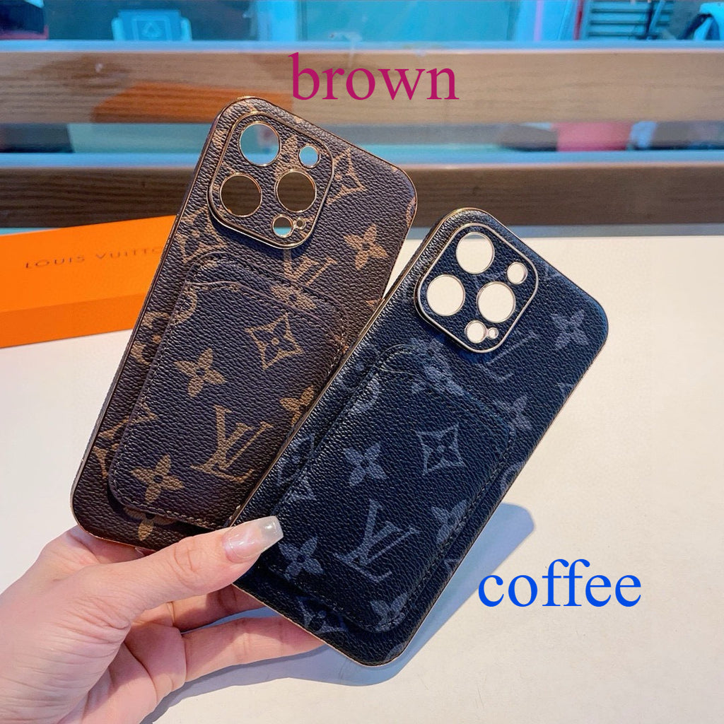 Funda para teléfono con monograma y bolsillo para tarjetas