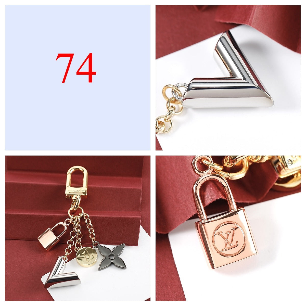 Floral & Letter Charm Keychain - Style Options