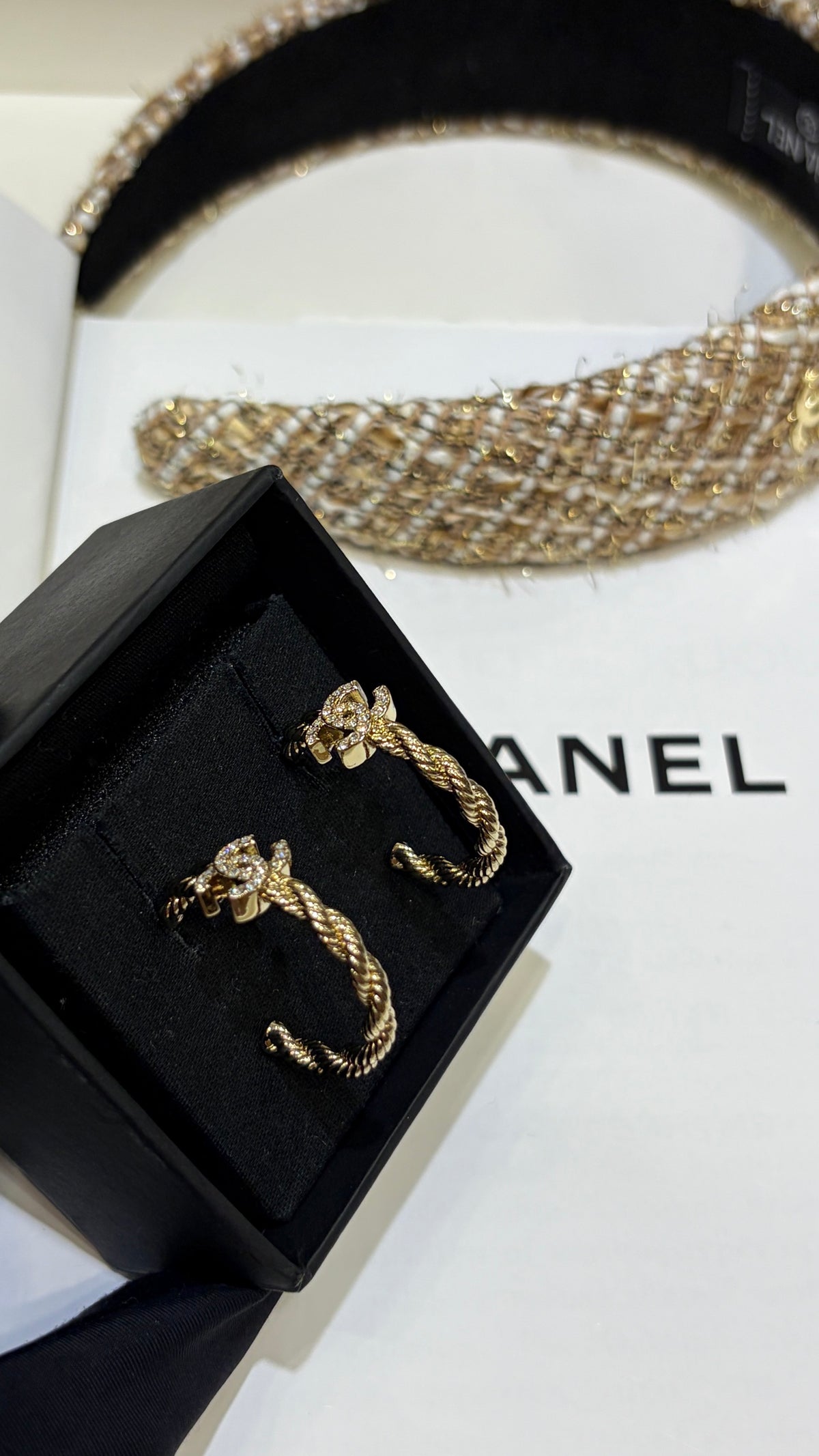 Braided Interlocking-C Hoop Earrings