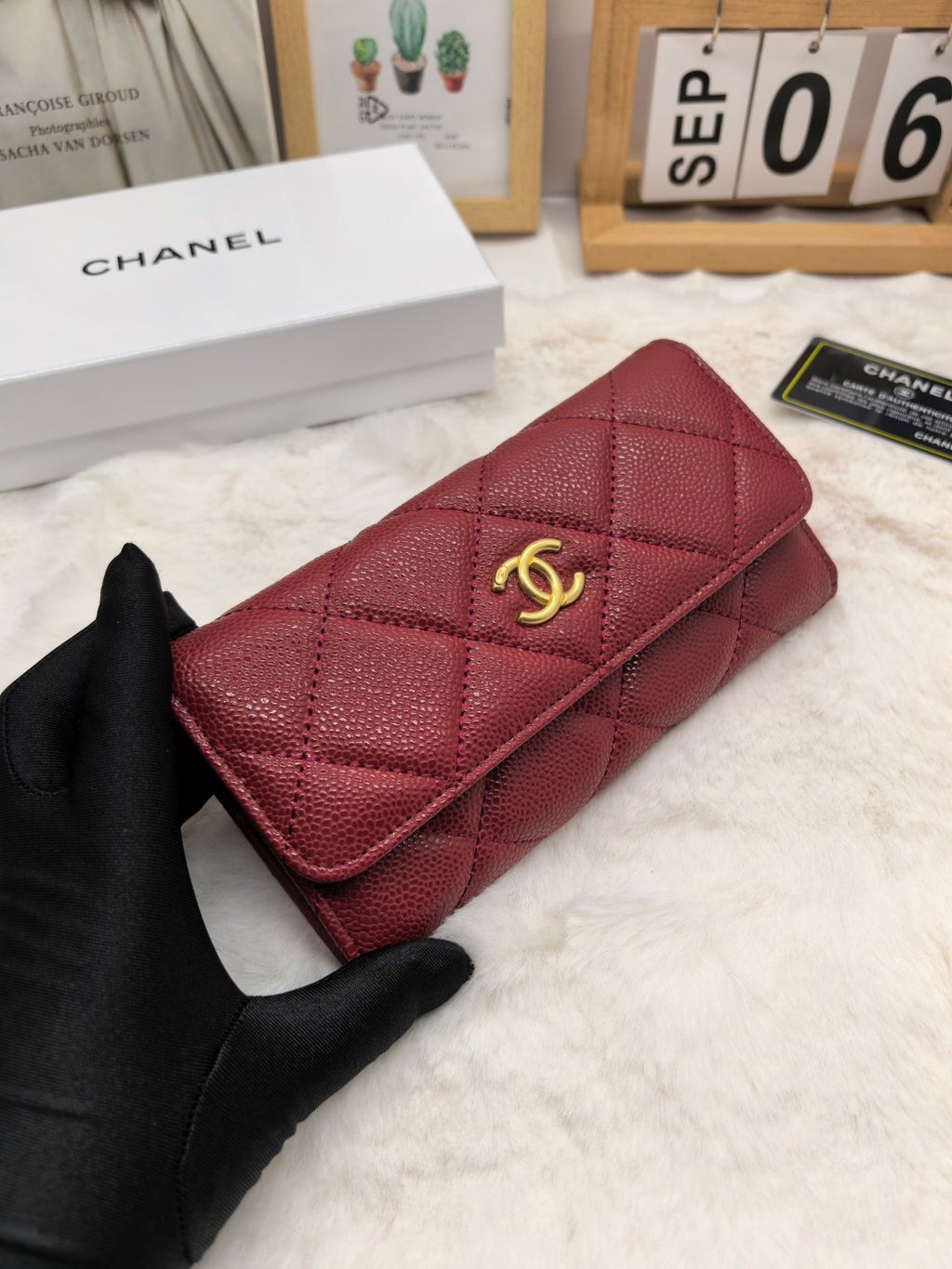 Diamond Quilted Long Flap Wallet 022