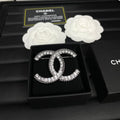Pave Interlocking Emblem Brooch