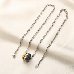 304 Stainless Steel Mixed-Tone Ring Pendant Necklace