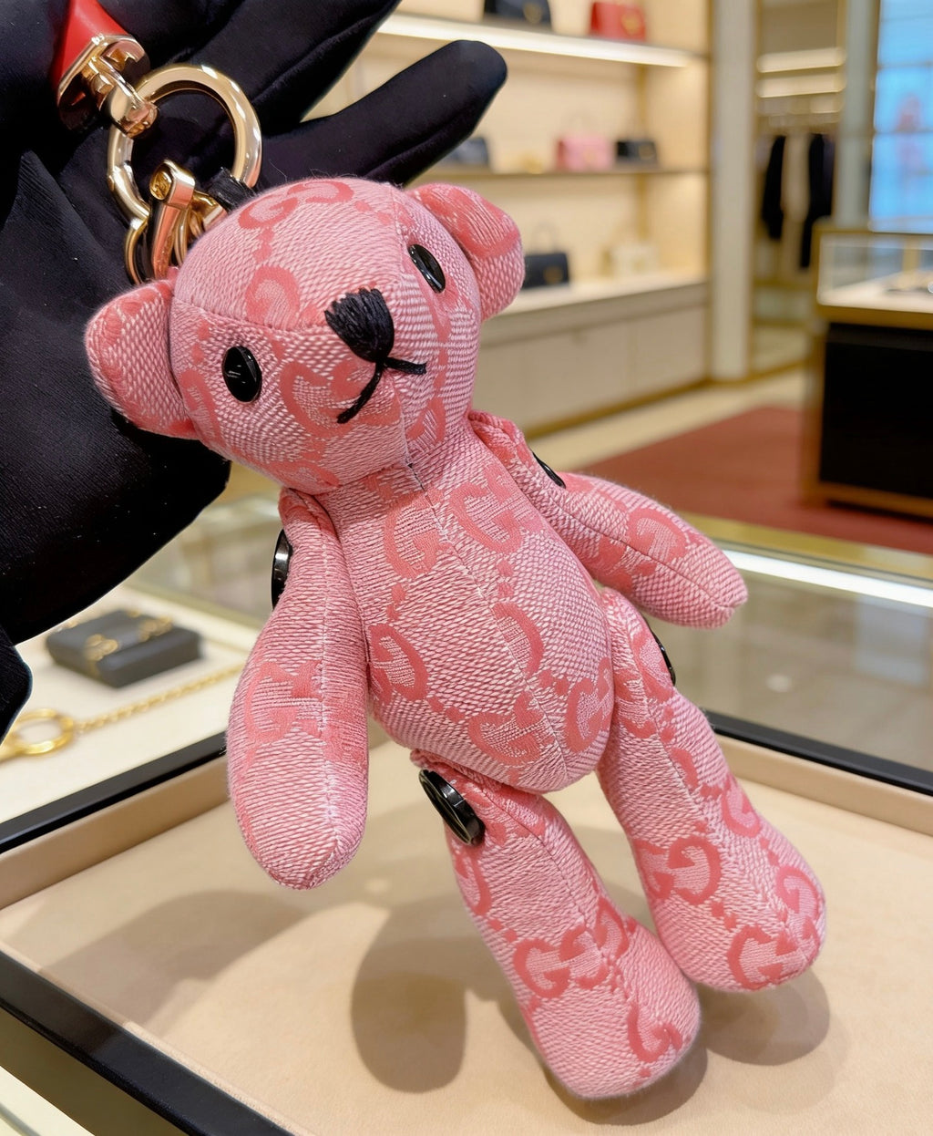 Monogram Teddy Bear Keychain
