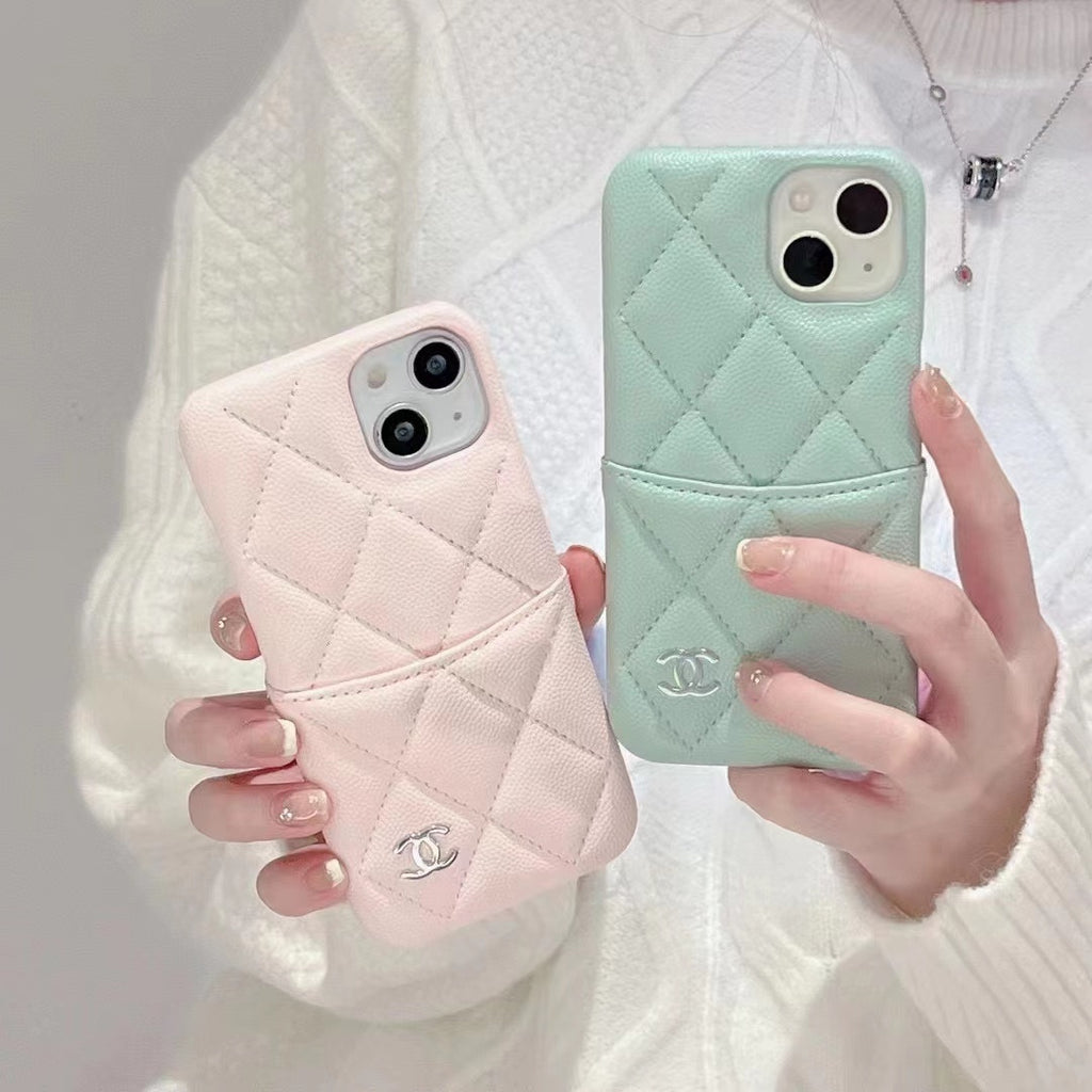 Quilted Phone Case with Flap Card Pocket