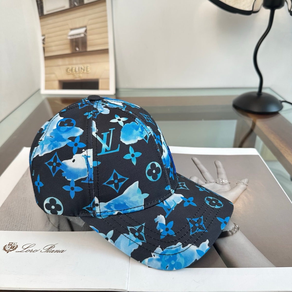 Blue Graphic Monogram Baseball Cap