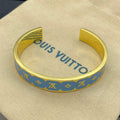 Color-Inlay Floral Monogram Bangle Bracelet