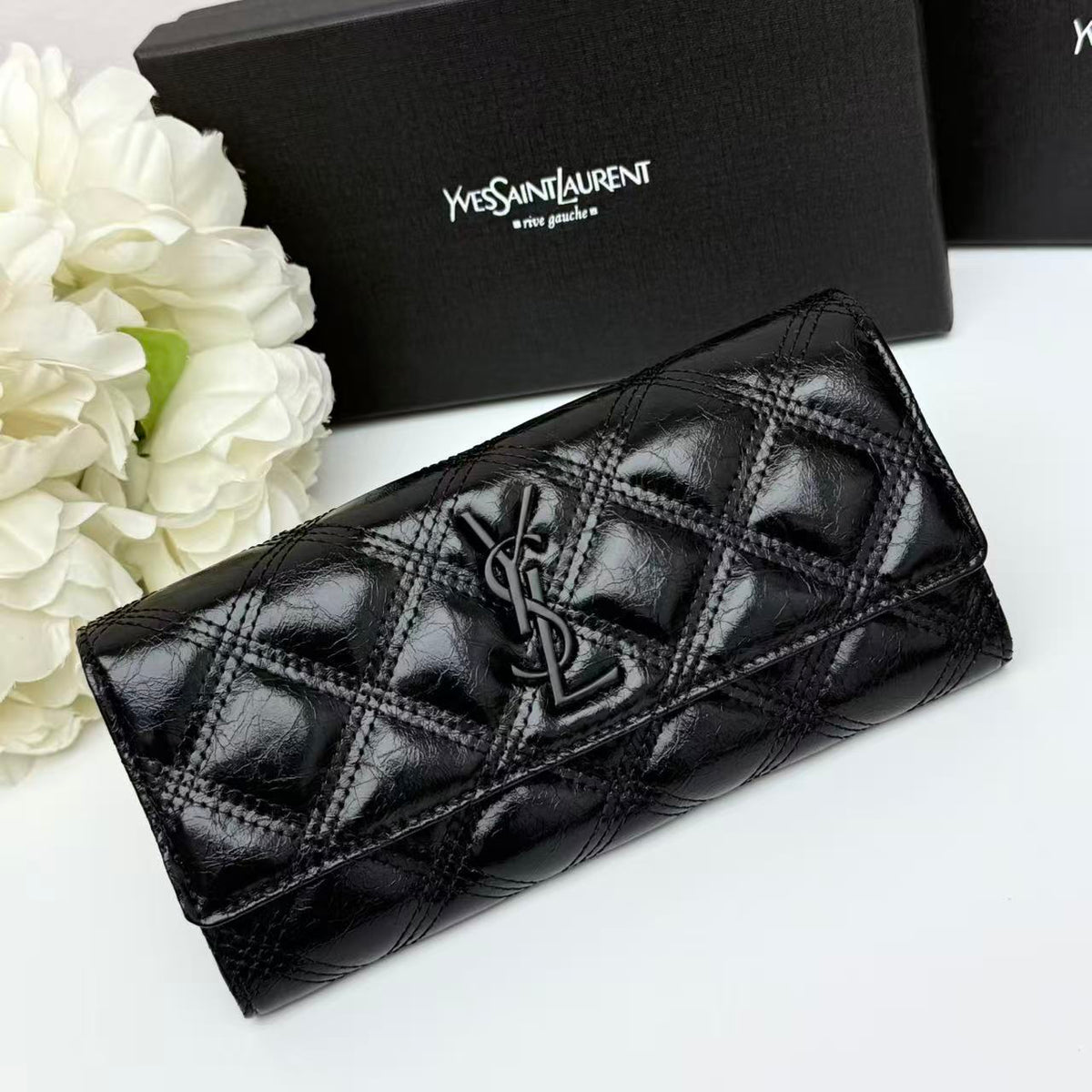 Geometric Quilted Long Wallet 028