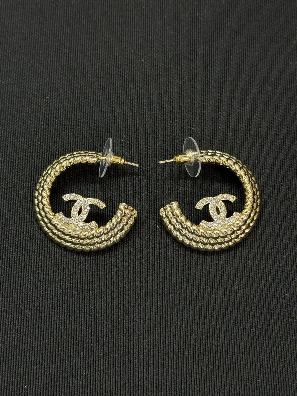 Triple-Row Beaded Hoop Earrings