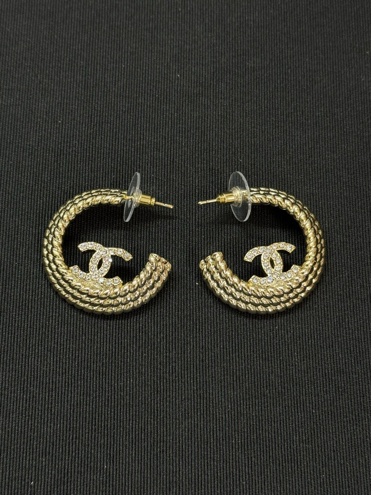 Triple-Row Beaded Hoop Earrings