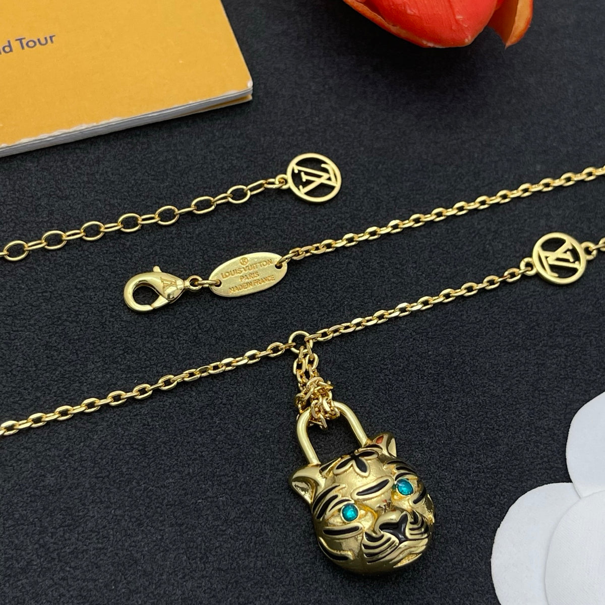 Pave Floral Pendant Station Necklace