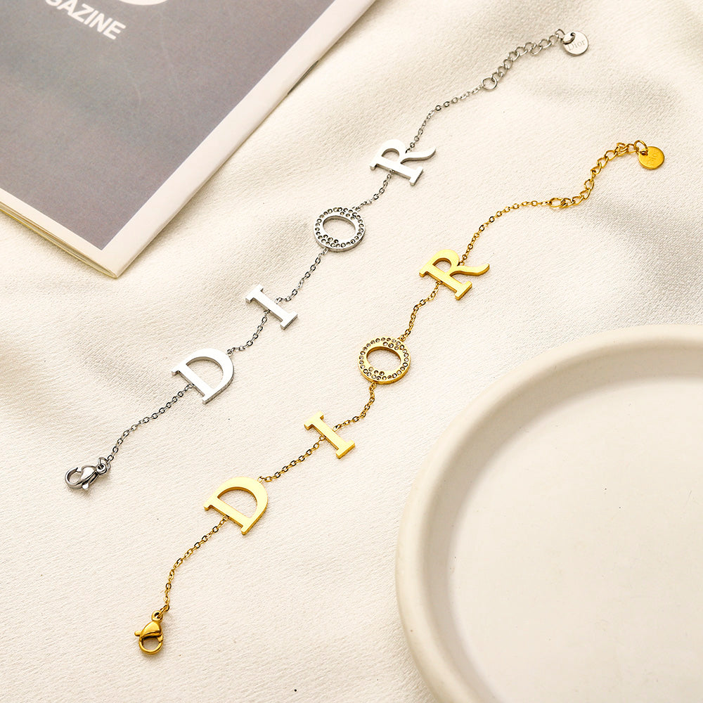 304 Stainless Steel Letter Station Bracelet & Necklace - Individual or Set