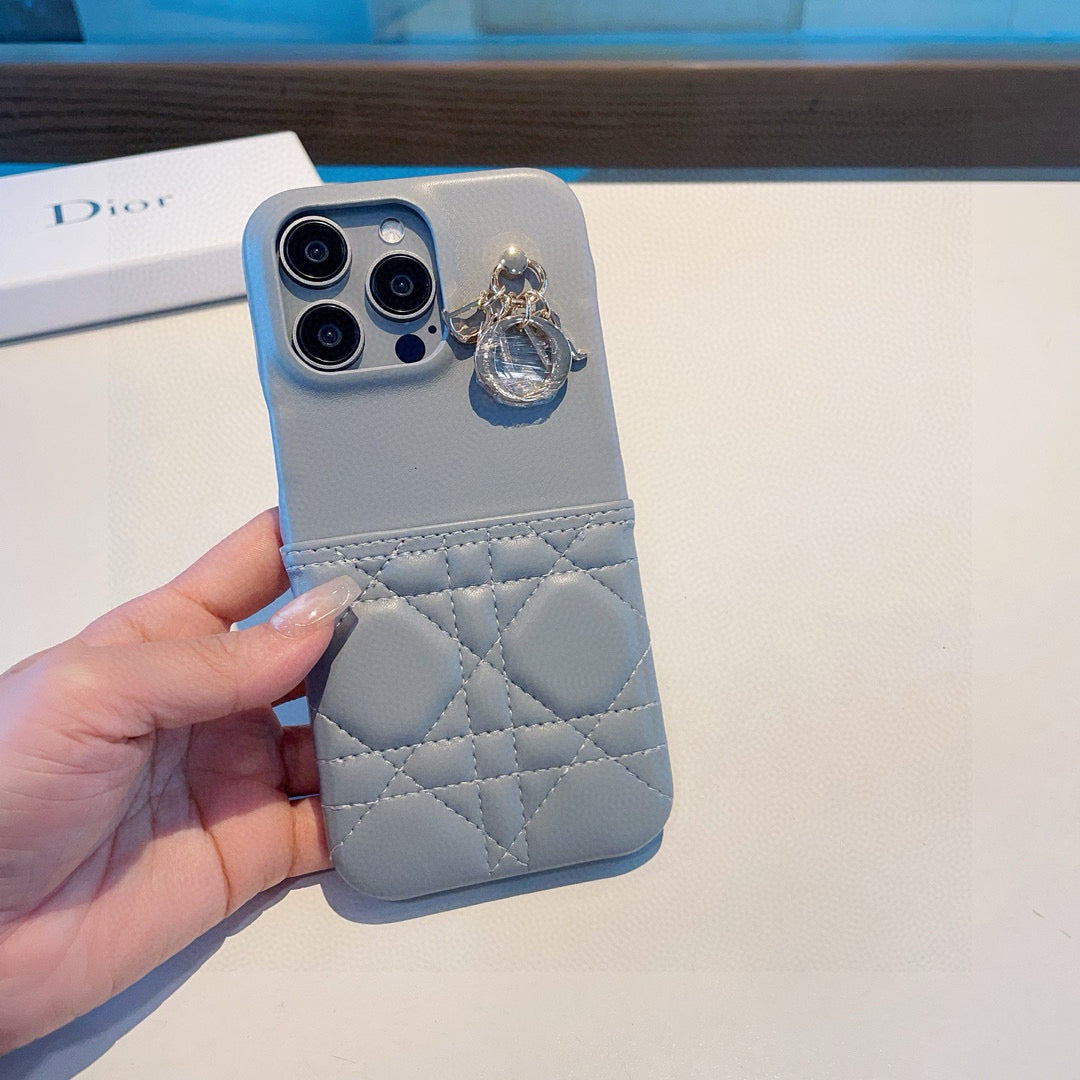 Quilted Phone Case with Letter Charm