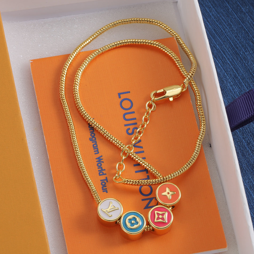 Multicolor Round Monogram Necklace