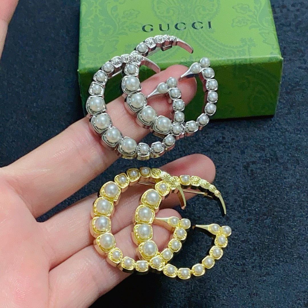 Bead-Set Double Letter Brooch