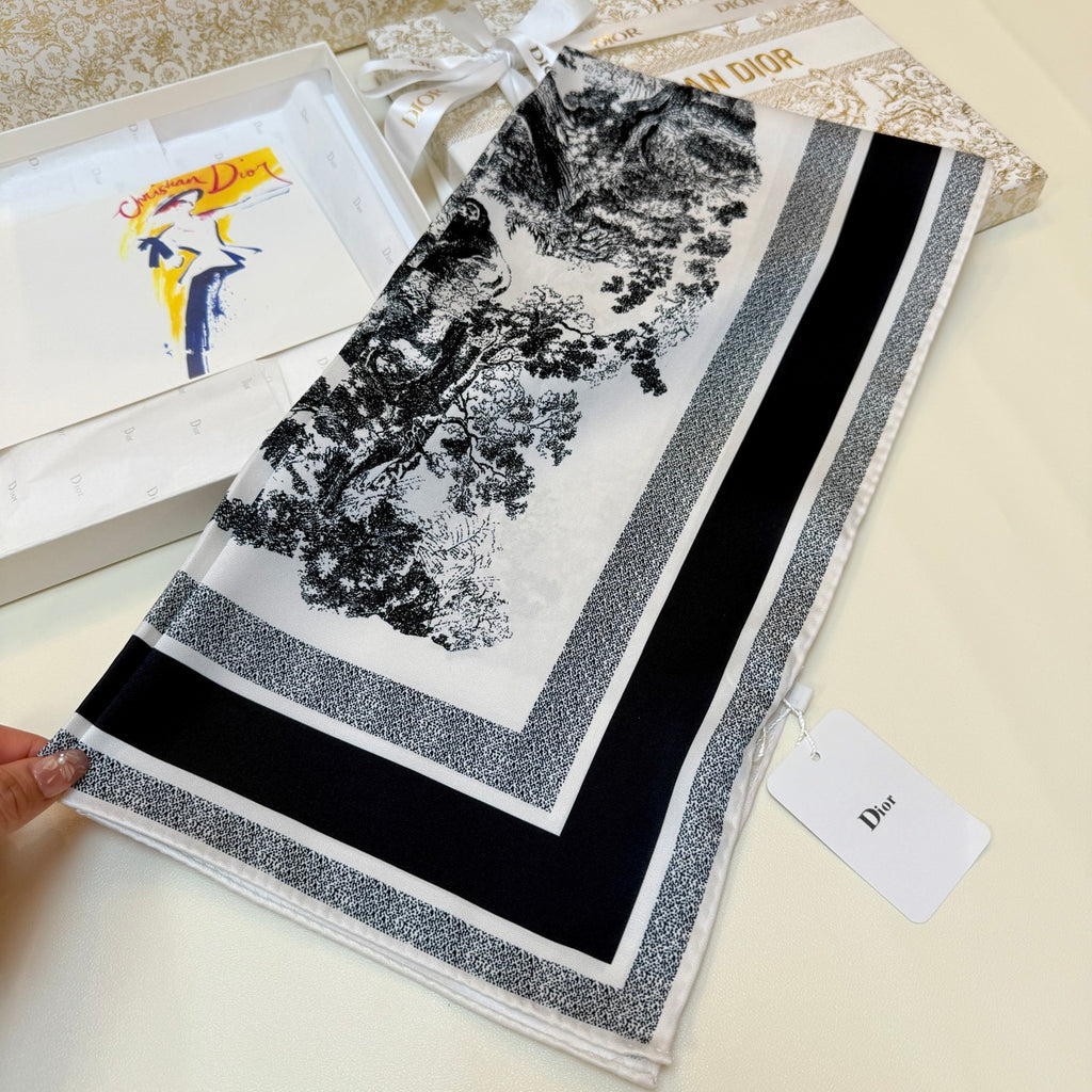 Foulard carré à imprimé paysage color block – 90 x 90 cm