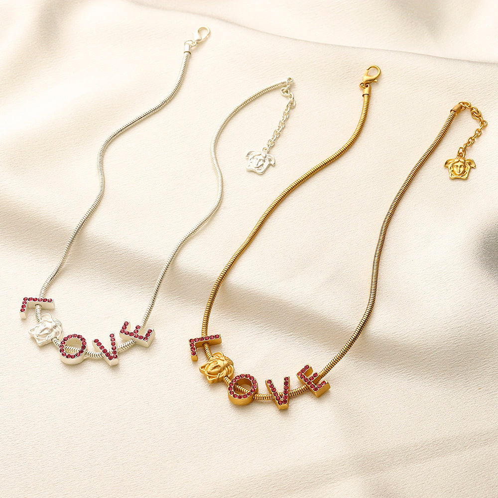 Pulseira e Colar com Pingente de Coração e Letra em Aço Inoxidável 304 - Individual ou Conjunto