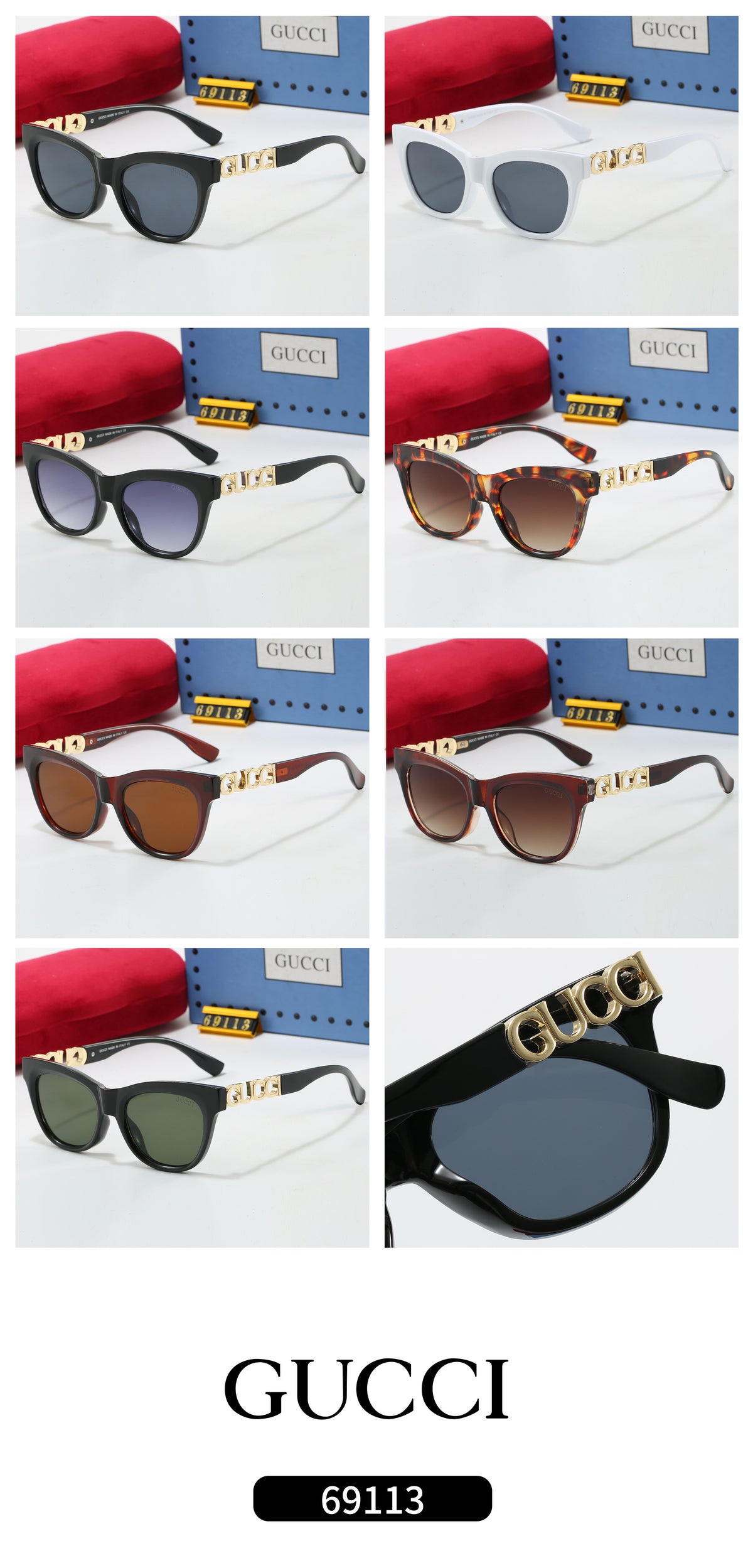 Soft-Square Sunglasses with Decorative Metal Temples