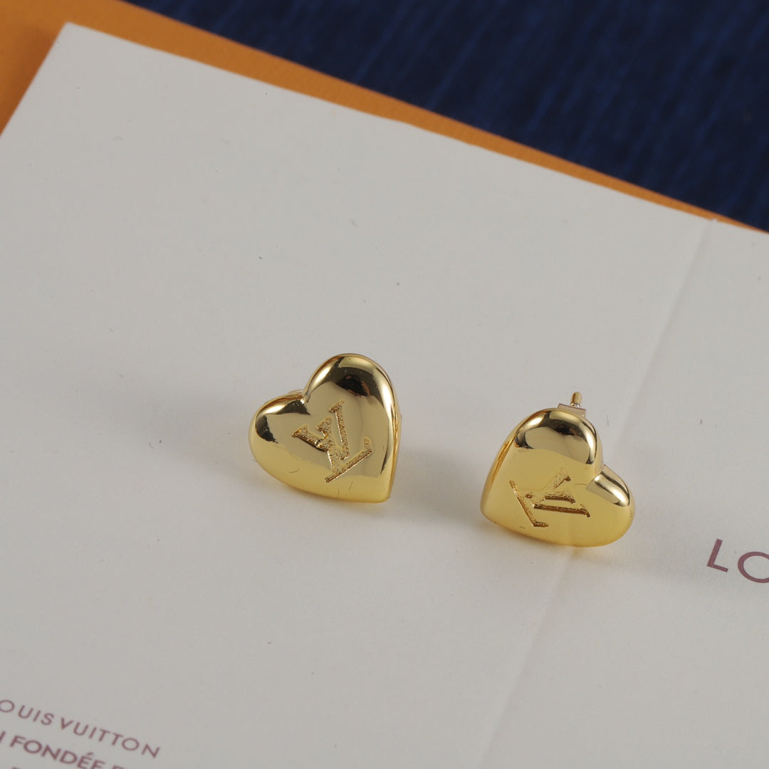 Polished Heart Stud Earrings