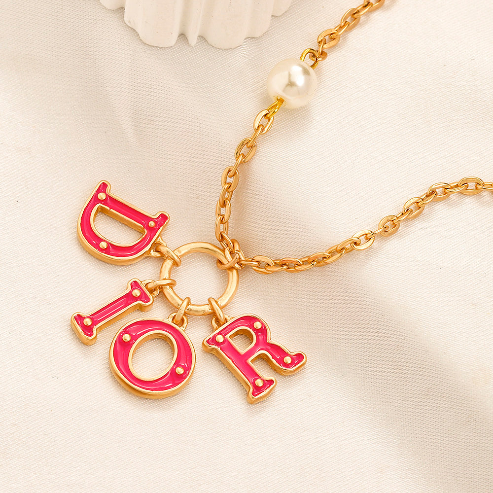 Alloy Colorful Lettering Bracelet & Necklace - Individual or Set