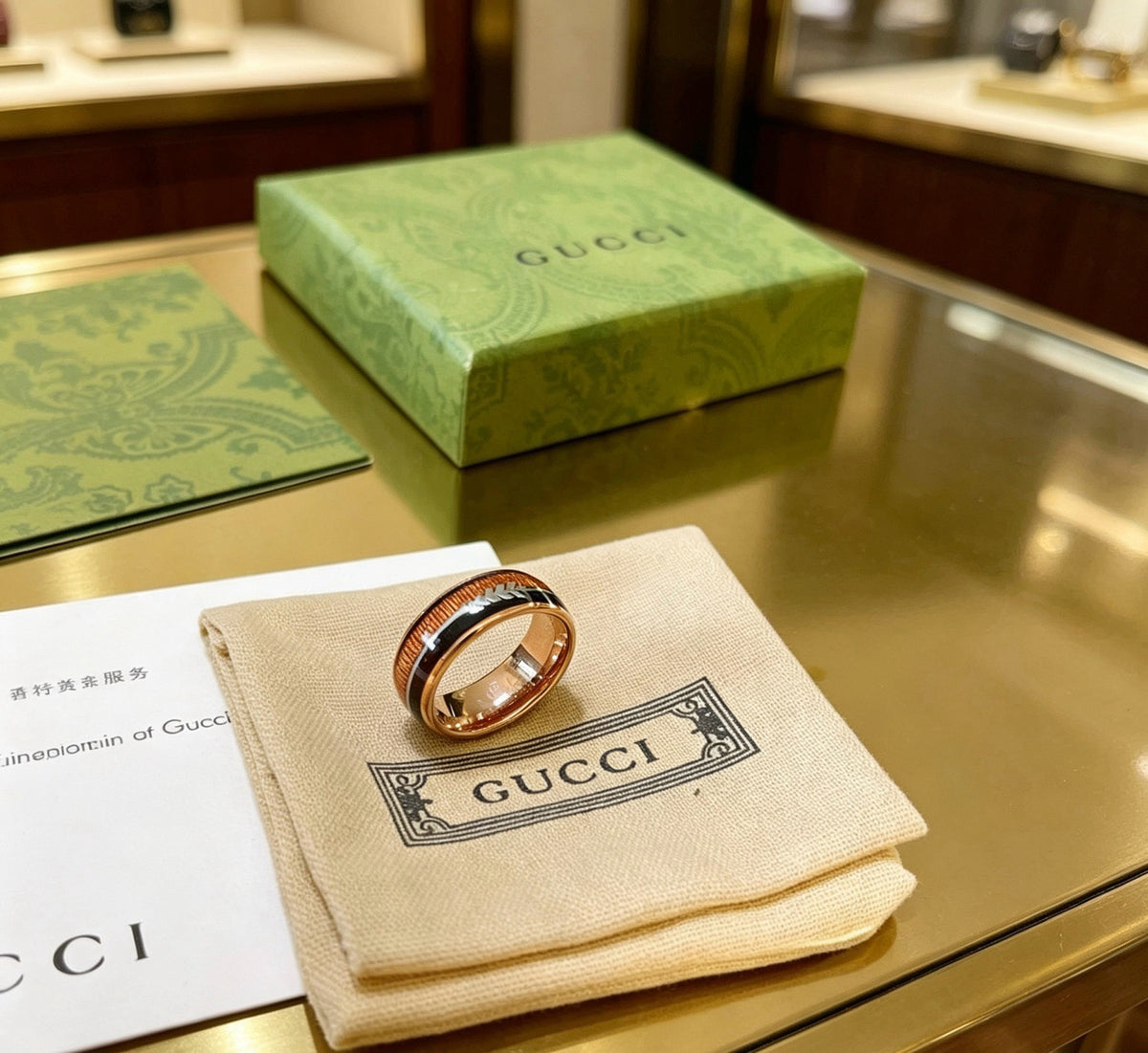 Color-Inlay Lettered Multi-Band Ring