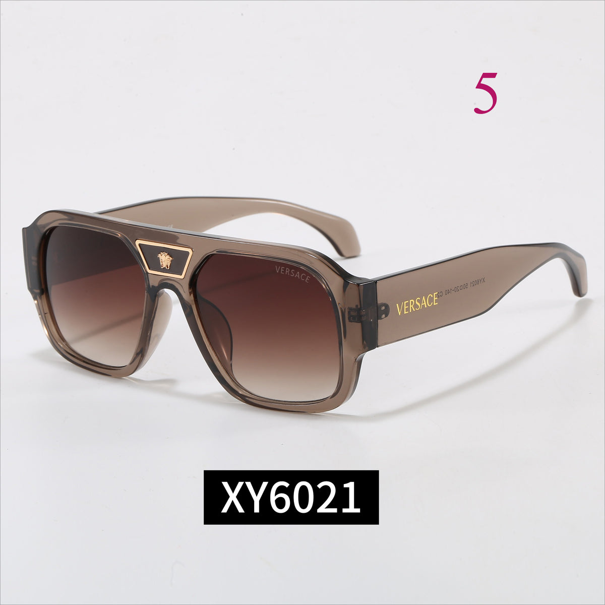 Flat-Brow Aviator Sunglasses with Wide Logo Temples