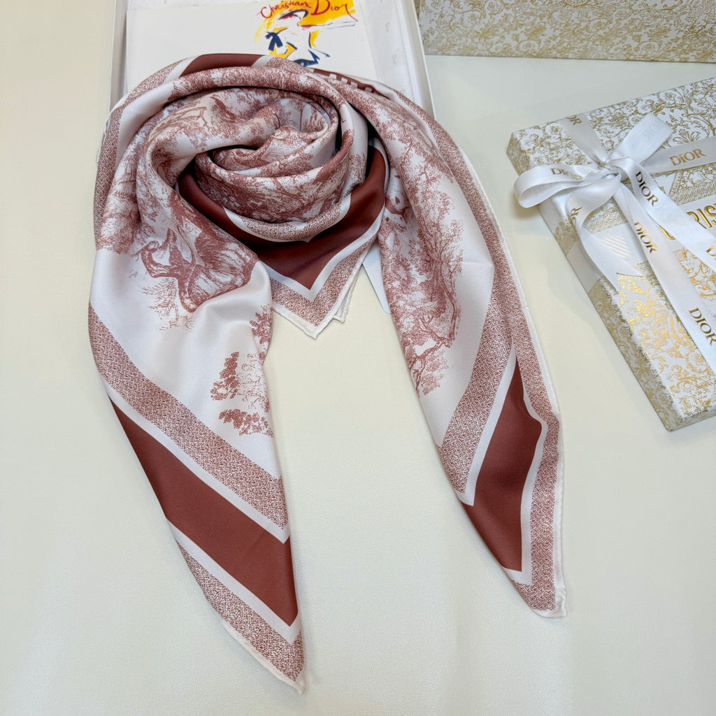 Foulard carré à imprimé paysage color block – 90 x 90 cm