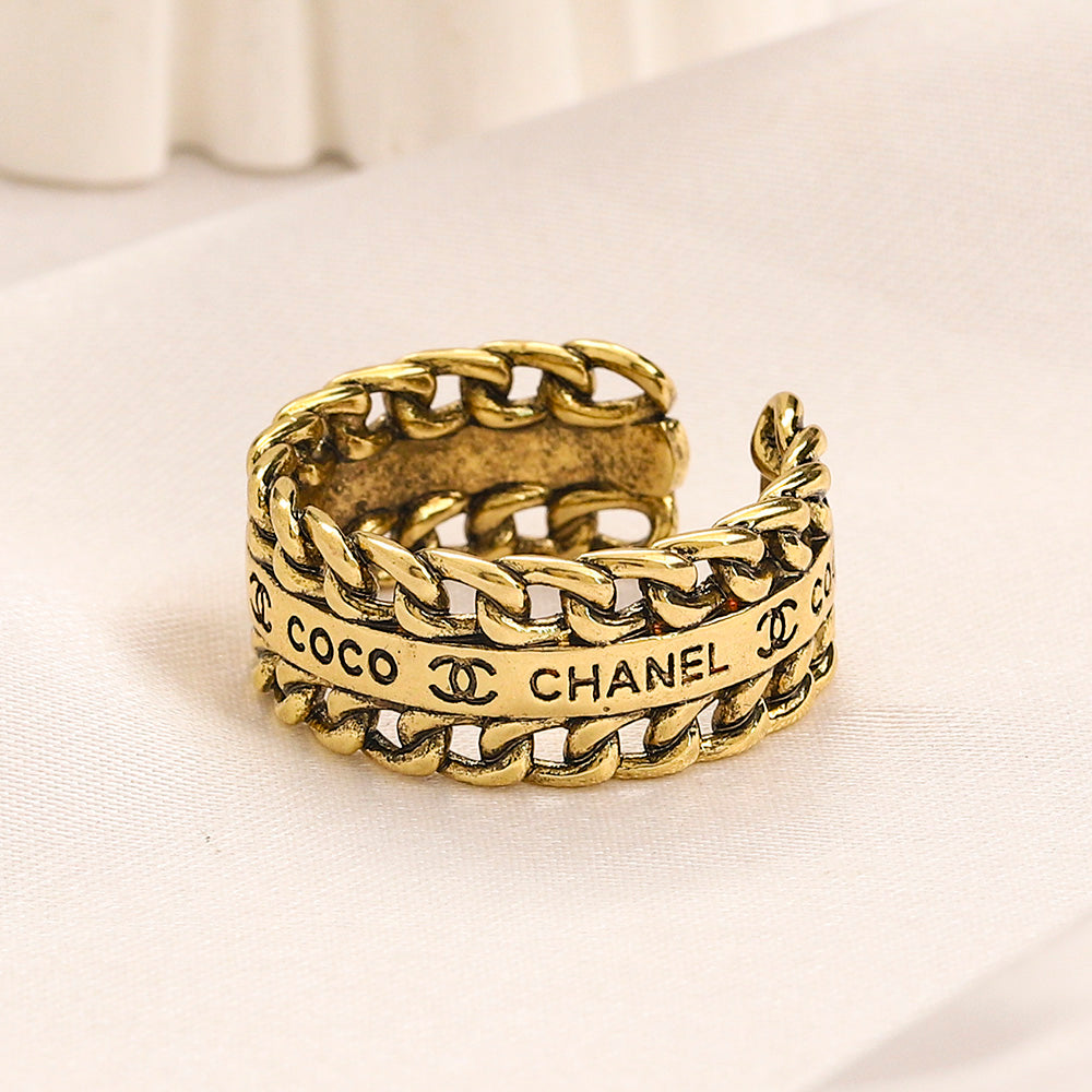Copper Letter-Pattern Hoop Earrings & Ring Collection