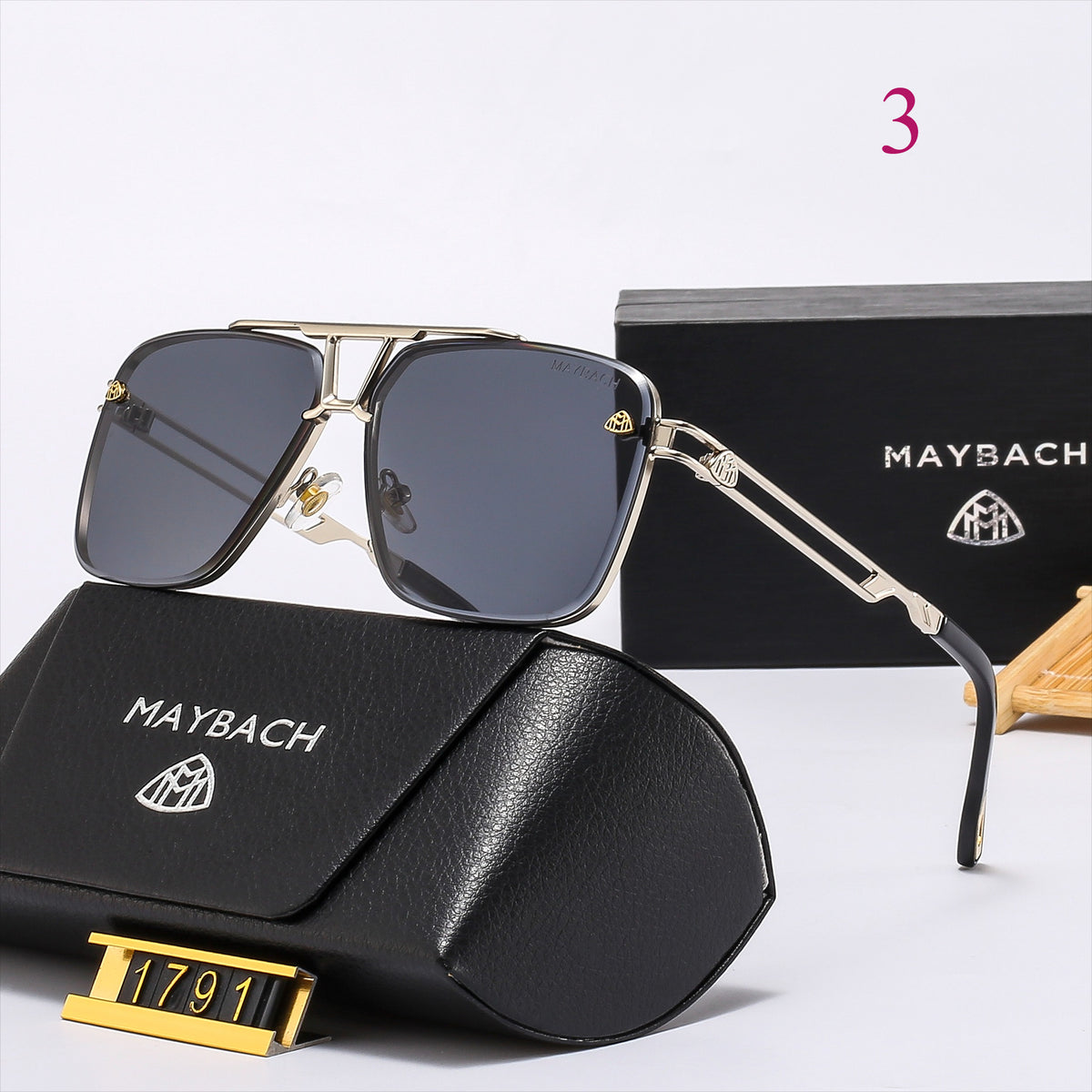 Gafas de sol geométricas estilo aviador con patillas metálicas troqueladas