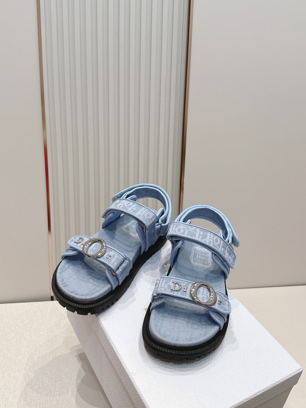 Double-Strap Platform Sandals with Ankle Strap