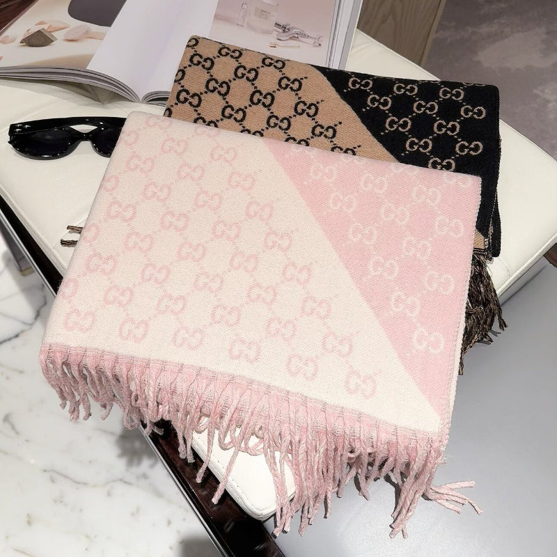 Diagonal Colorblock Monogram Scarf