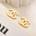 304 Stainless Steel Polished Interlocking-C Stud Earrings