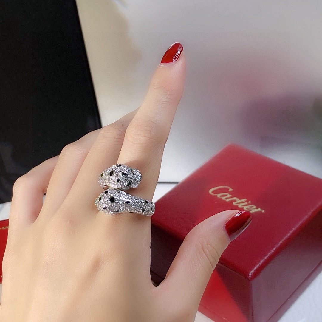 Pave Panther Wrap Ring with Spotted Detail