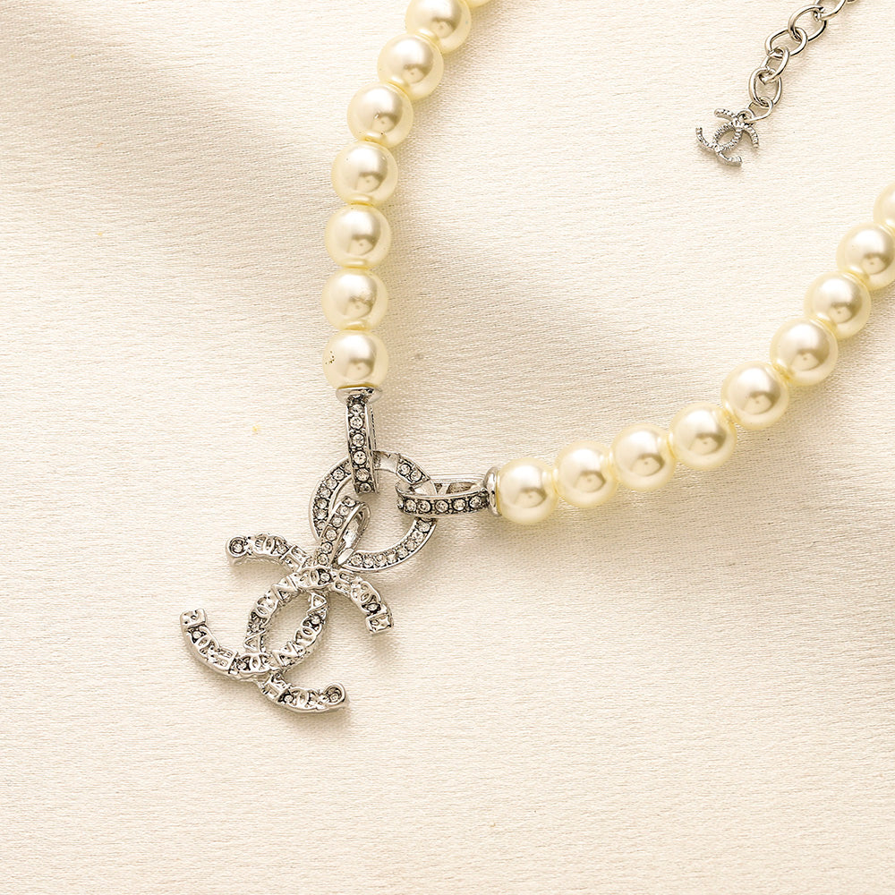 Alloy Pearl-Effect Interlocking-C Earrings, Bracelet & Necklace Collection