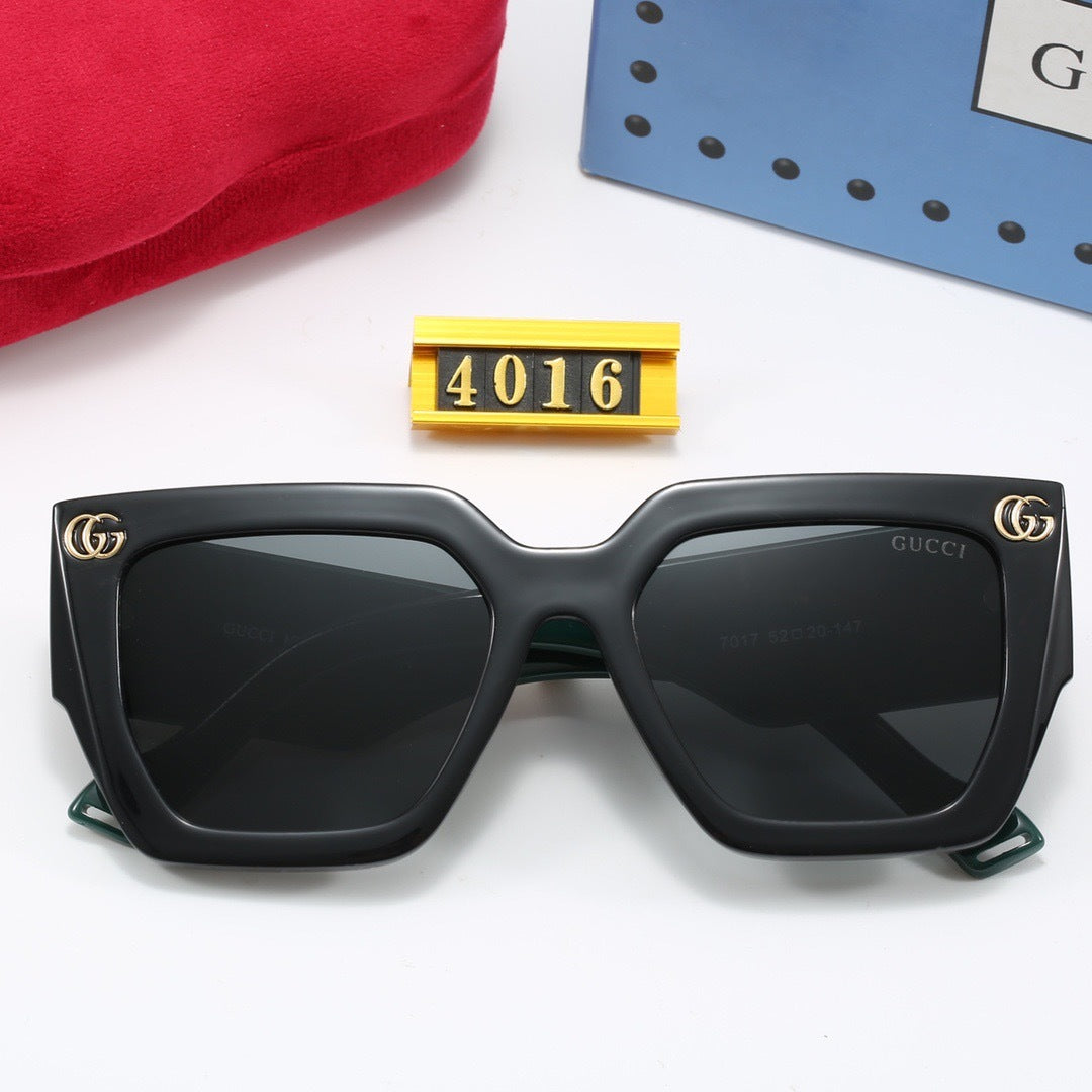 Geometric Square Sunglasses with Striped Temples