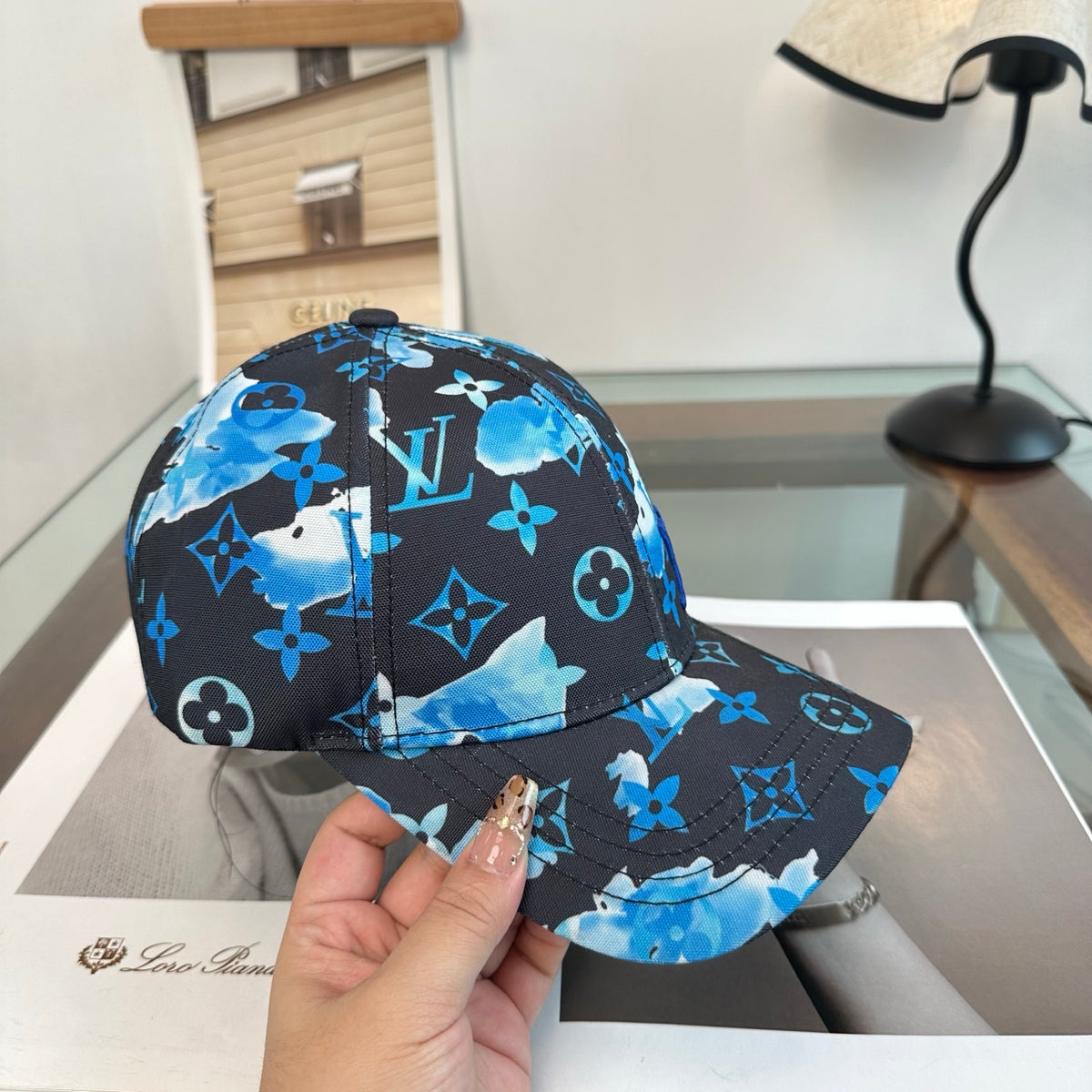 Blue Graphic Monogram Baseball Cap