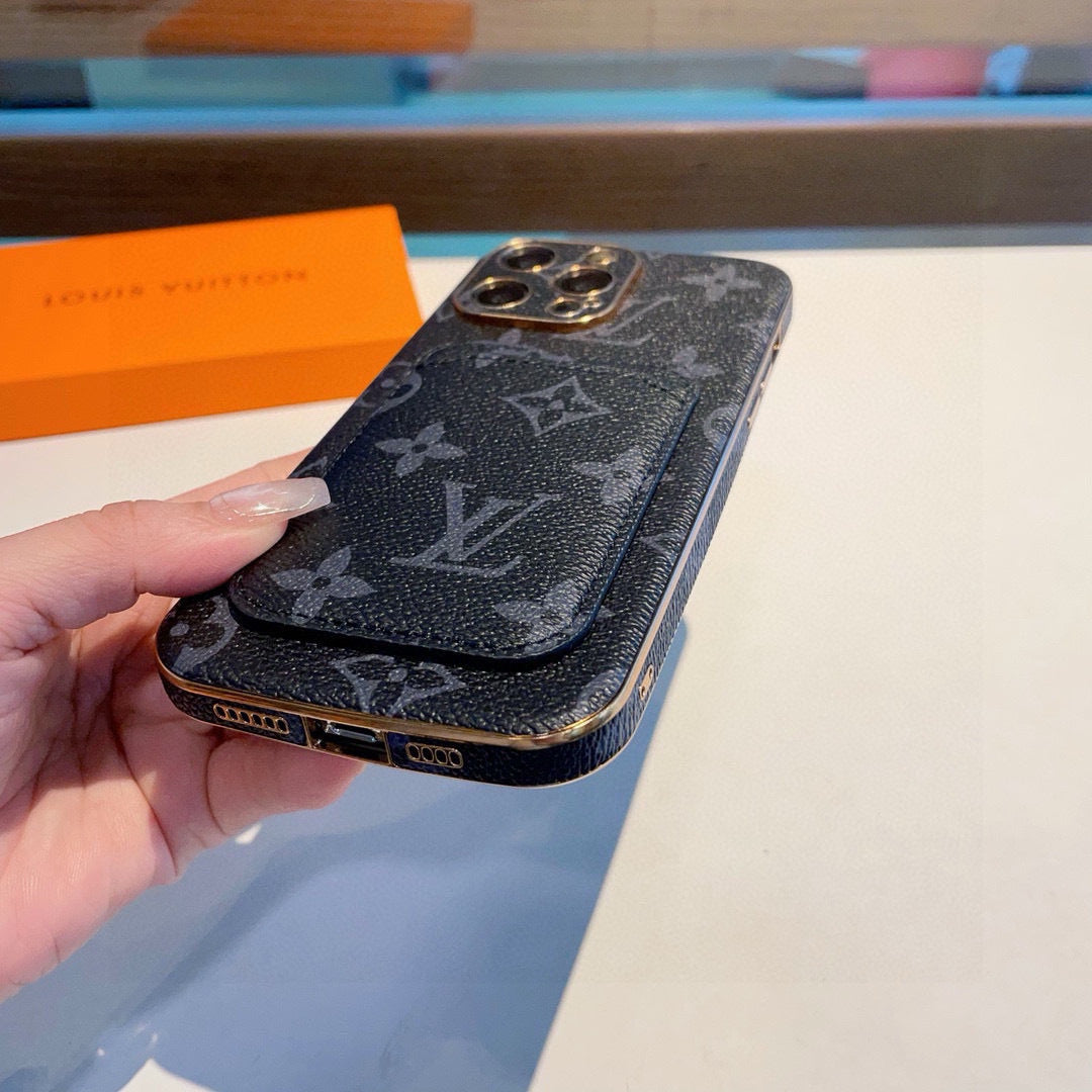 Funda para teléfono con monograma y bolsillo para tarjetas