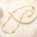 304 Stainless Steel Round Monogram Station Necklace