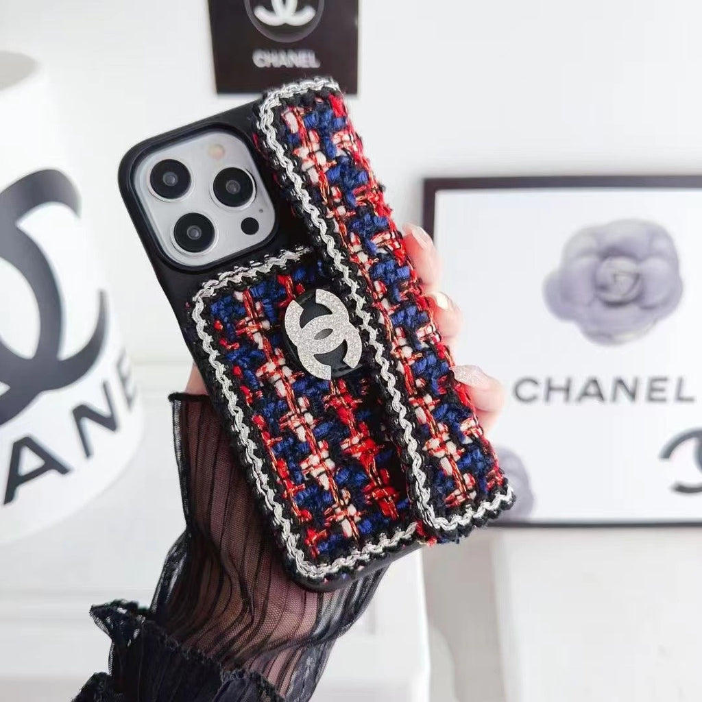 Textured Phone Case with Chain Hand Strap