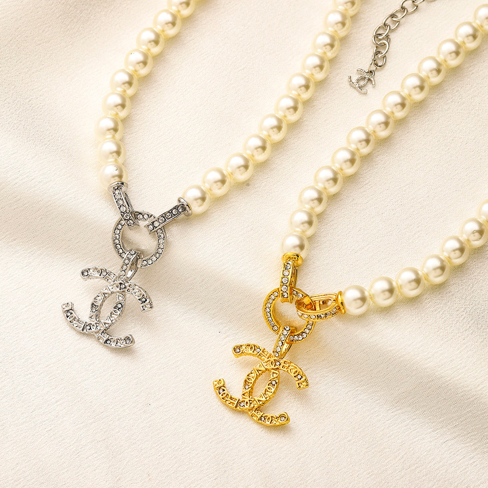 Alloy Pearl-Effect Interlocking-C Earrings, Bracelet & Necklace Collection