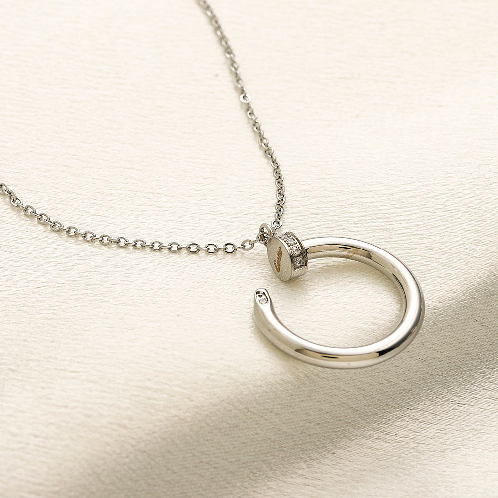 Collier pendentif à anneau ouvert en acier inoxydable 304