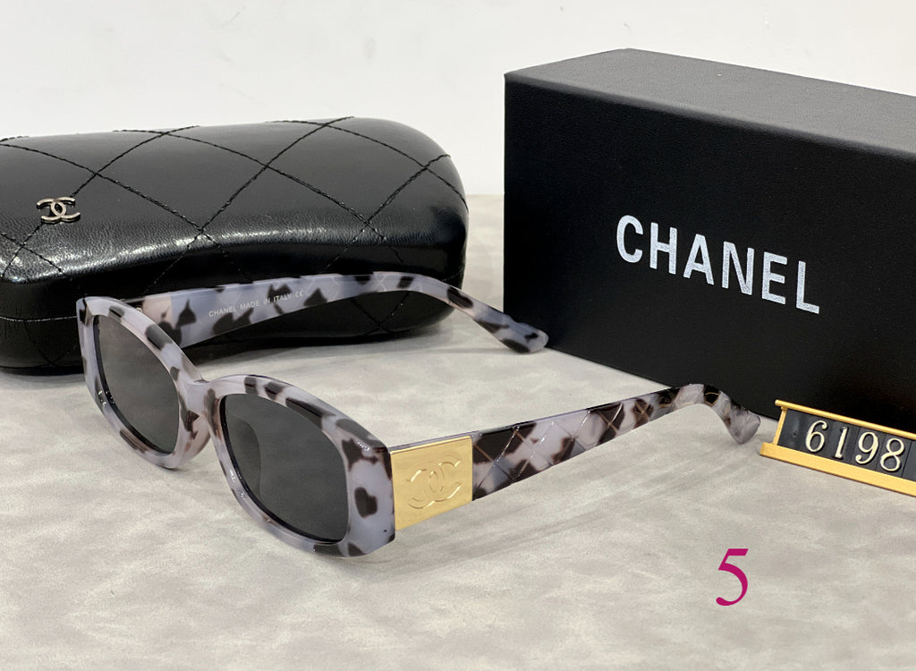 Narrow Oval Sunglasses with Metallic Temple Panels